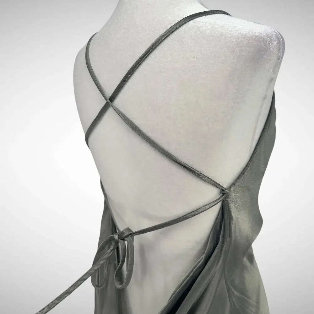 Shona Joy La Lune Cowl Tie‎ Back Midi Slip Dress Size US 10 AUS 14 Sage Green